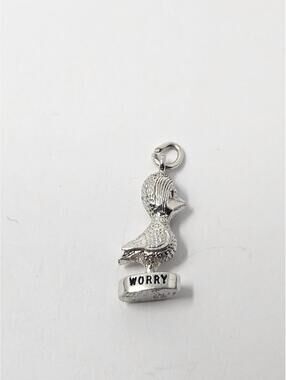 Vintage Sterling Silver WORRY BIRD Charm 4g